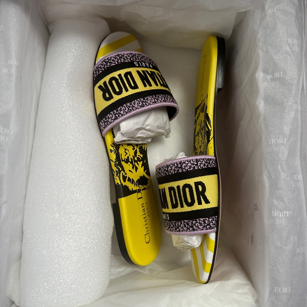 Dior Dway Slide in yellow and purple